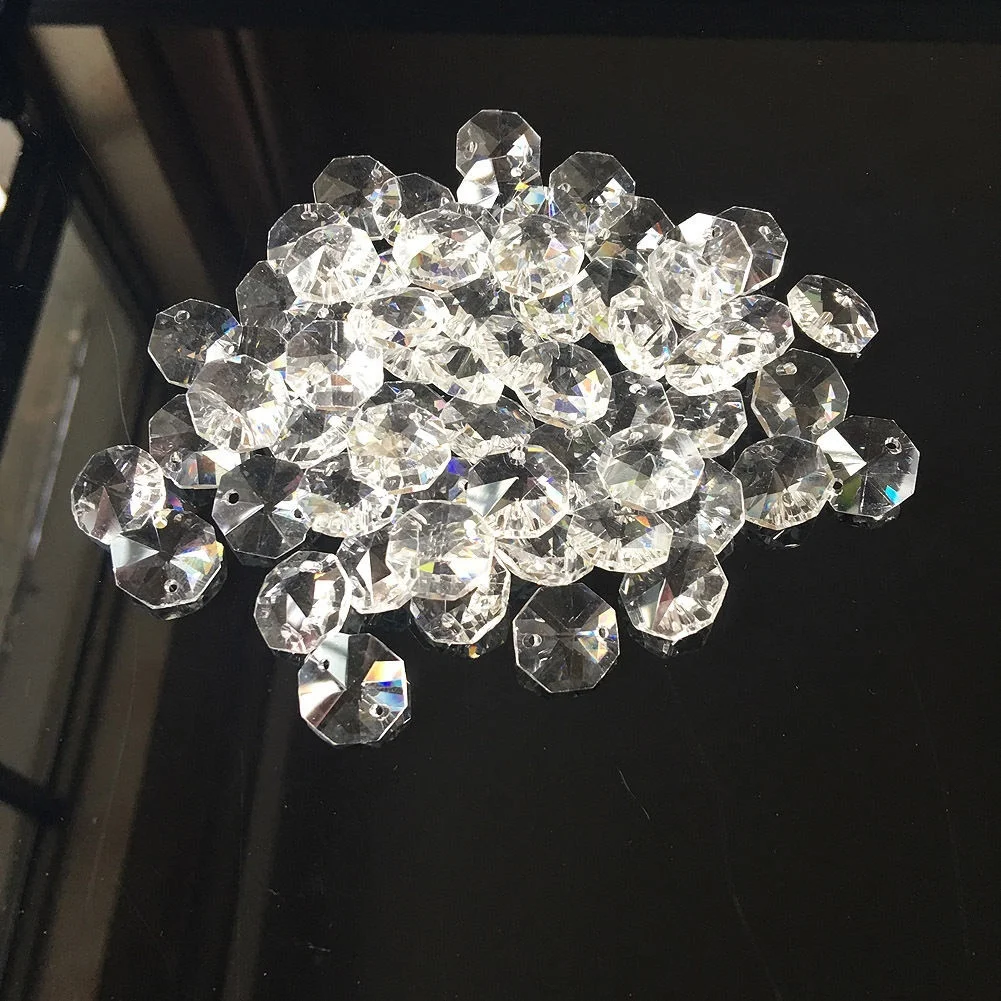 20 шт. 14 мм 2 отверстия прозрачная восьмиугольная цепь для люстры лампа призма