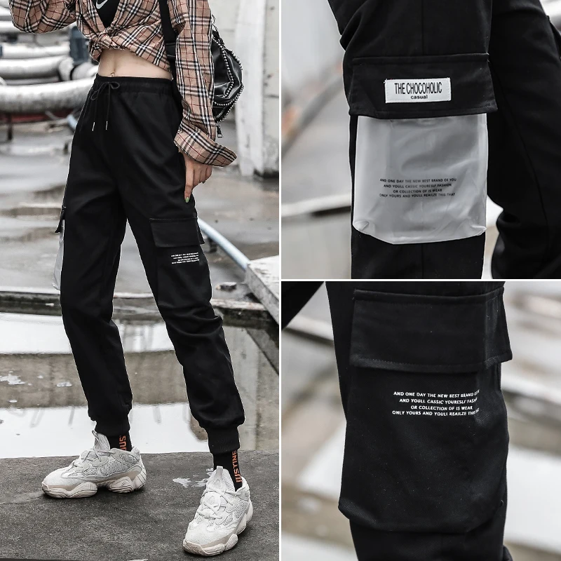 2019 Новое поступление Женская Мода Личность Тонкий уличная черный розовый Харан