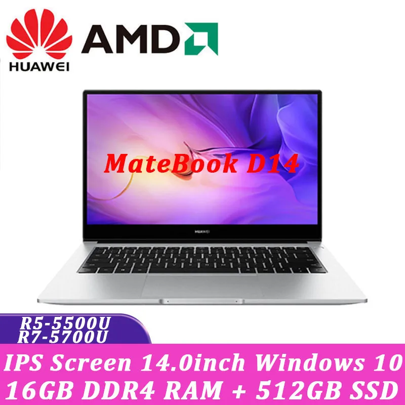 

HUAWEI MateBook D14 laptop 2021 AMD Ryzen5 5500U/Ryzen7 5700U 16GB RAM 512GB SSD WiFi6 Windows10 full-screen notebook computer