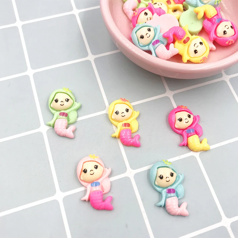 100 шт./лот Мультяшные смолы с плоской задней стороной кабошон кавайные русалки