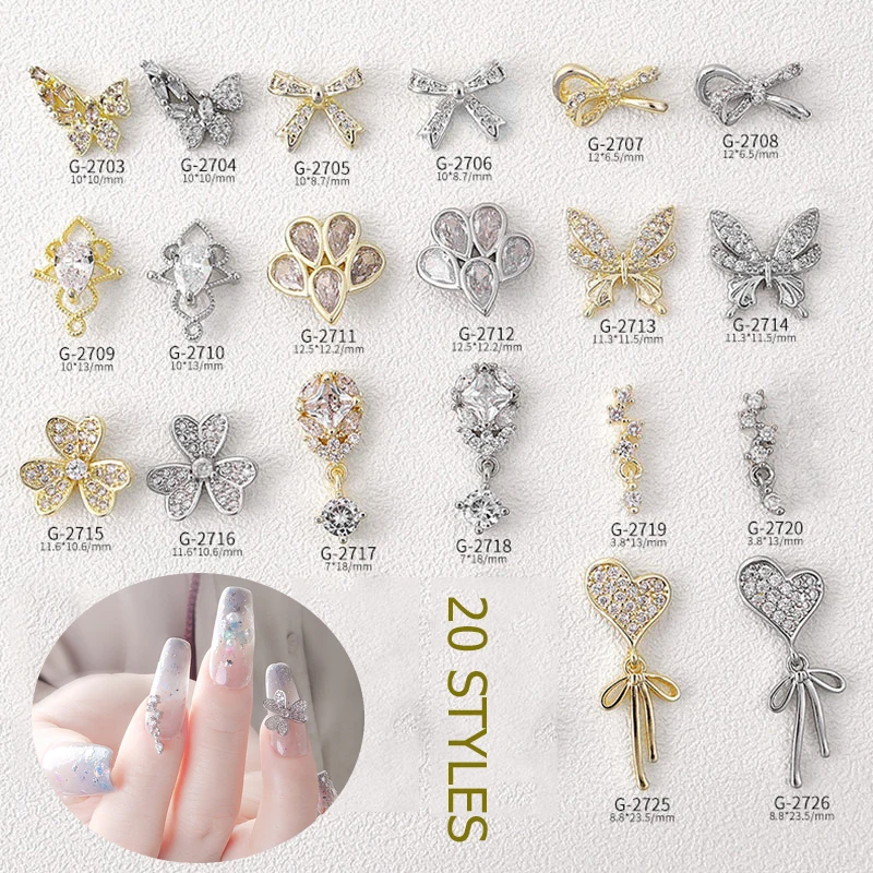 

Gold Silver Nail Art Newness Zircon Sparkle Butterfly Flower Heart Fritillary Japanese Nail Jewellery Nail Supplies Nails Decor