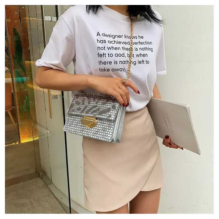 PU Leather Crossbody Bags for Women Designer Chain Shoulder Messenger Bag Gold Silver Luxury Handbags Women Bags
