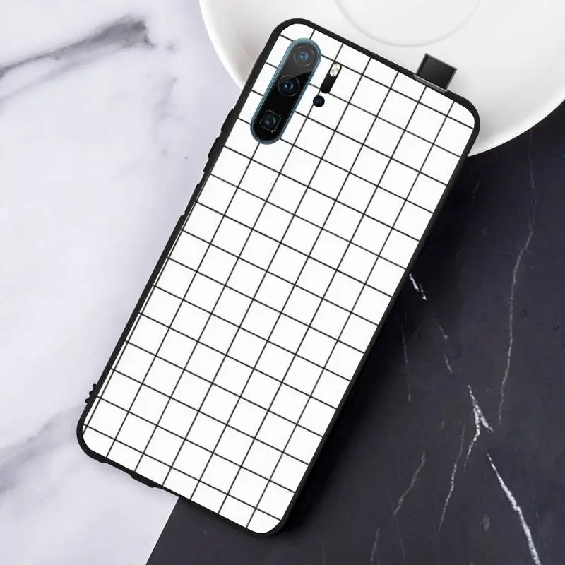 

Black white Yellow Grid art pattern Phone Case For Huawei honor Mate P 10 20 30 40 i 9 8 pro x Lite smart 2019 nova 5t
