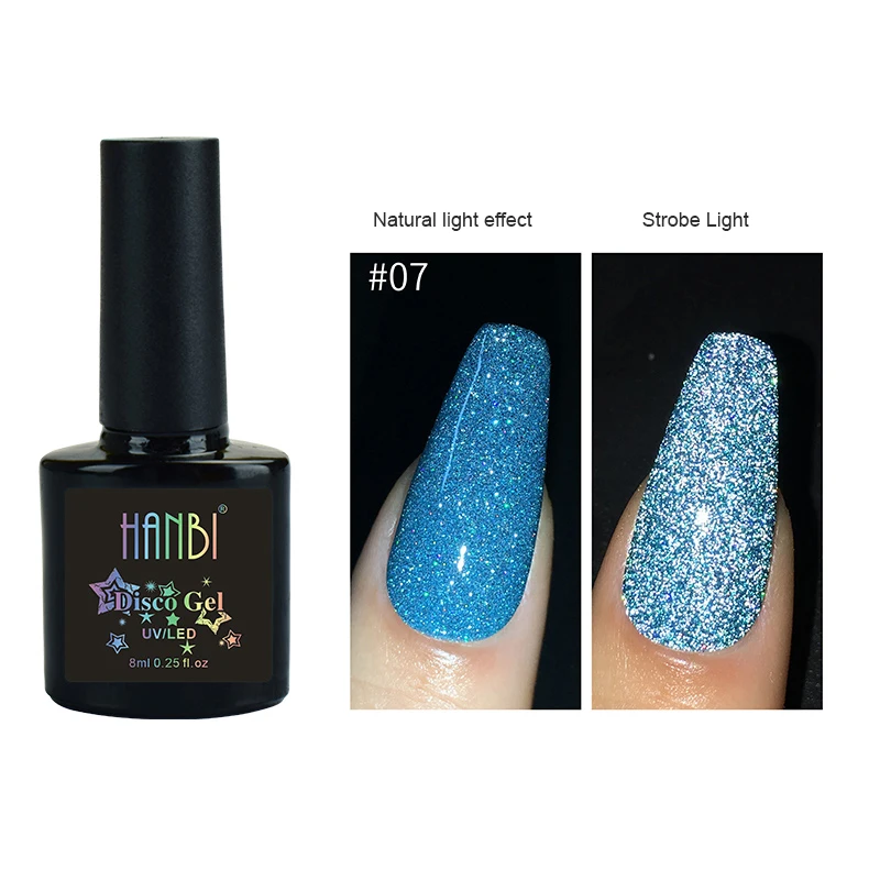 9 Цвета Светоотражающие лак для ногтей Гель-лак яркий банджи порошок клей Эффект