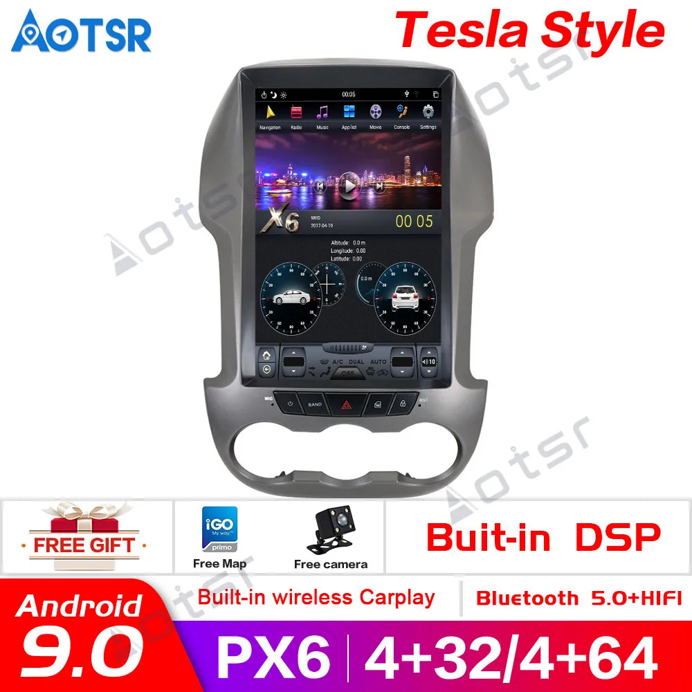 Android 9 0 4 + 64G Автомобильный Радио вертикальный экран для Ford Ranger/F250 2011 2016 GPS