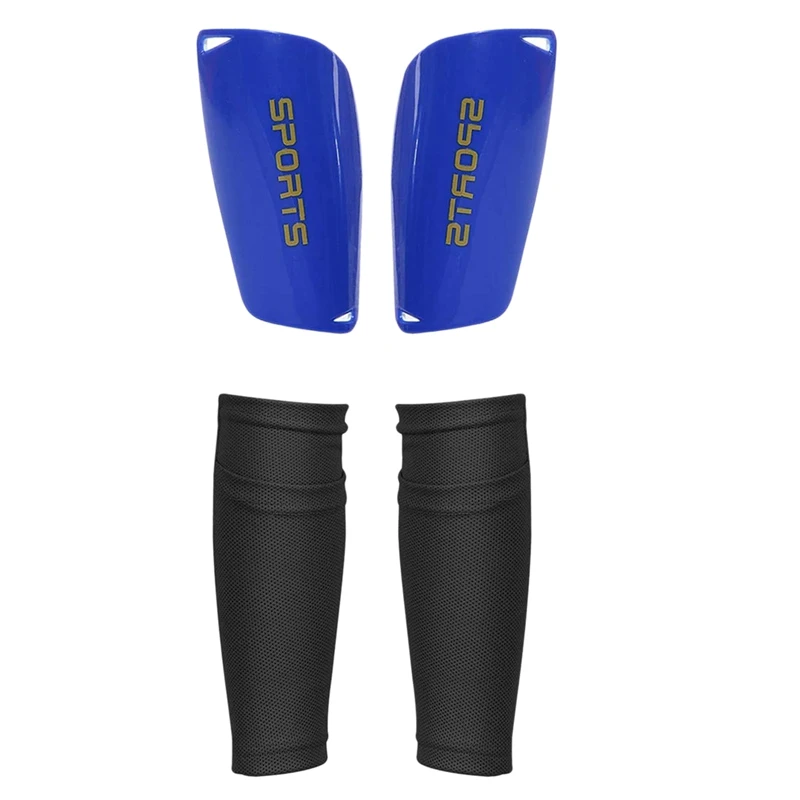 

Top!-Football Shin Guard Socks+Shin Pads Sleeves Mesh Breathable for Football Games Beginner Fitness Sports Protective Gear Blue