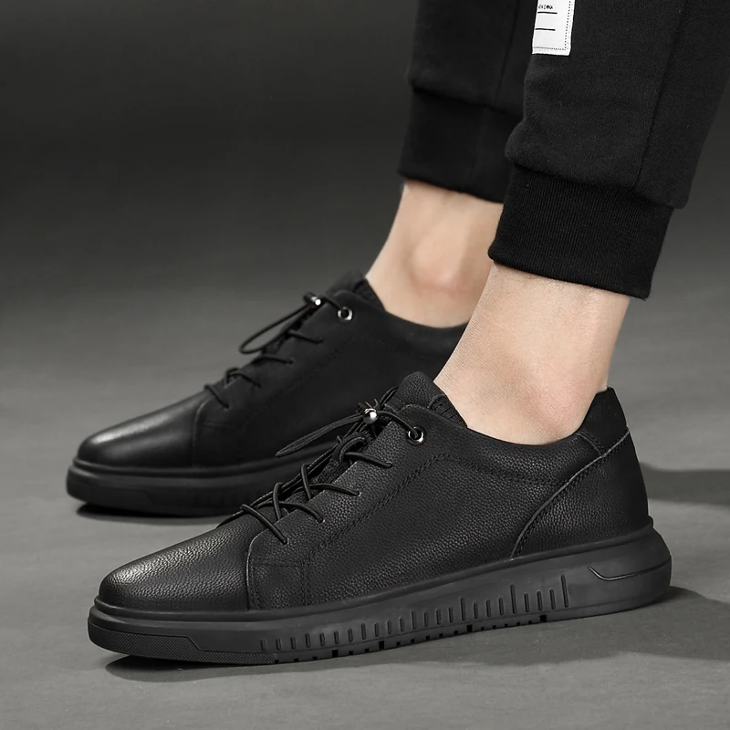 Мужские туфли из натуральной кожи белые на плоской подошве для отдыха прогулок