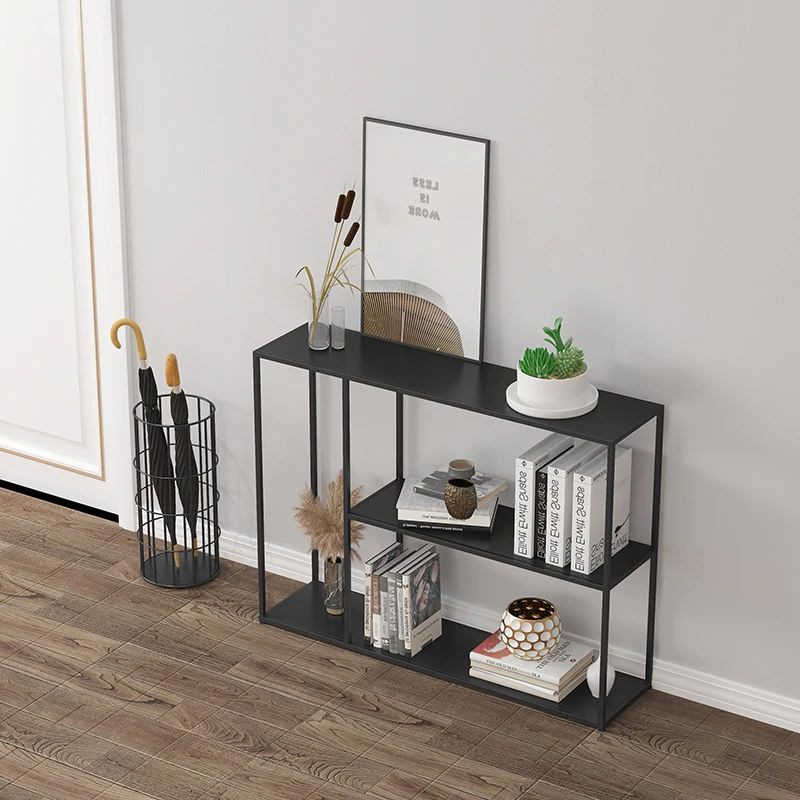 

Simple Porch Table Home Furniture Living Room Decoration Storage Rack Nordic Fashion Floor Iron Book Shelf Display Stand