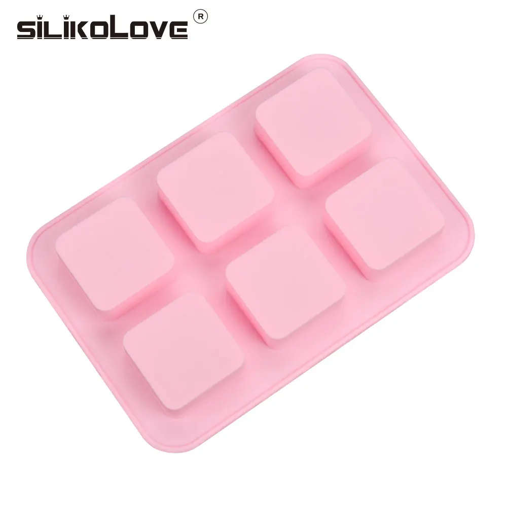 Силиконовая форма для мыла SILIKOLOVE 6 полостей 3D квадратная ручной работы