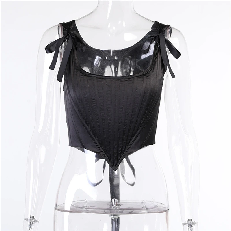 

Women Vintage Corset Tops 90's Low-cut Sexy Slim Bustier Solid Summer Ladies Party Club High Street Tank Top Fashion Mujer