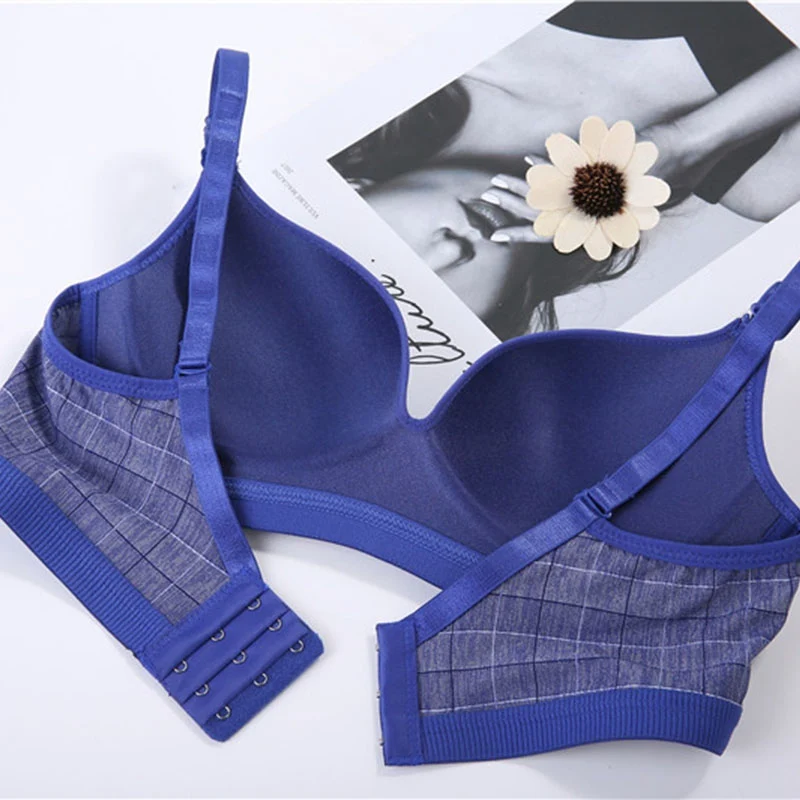 Модные клетчатые Бюстгальтеры без косточек для женщин бюстгальтер пуш-ап нижнее