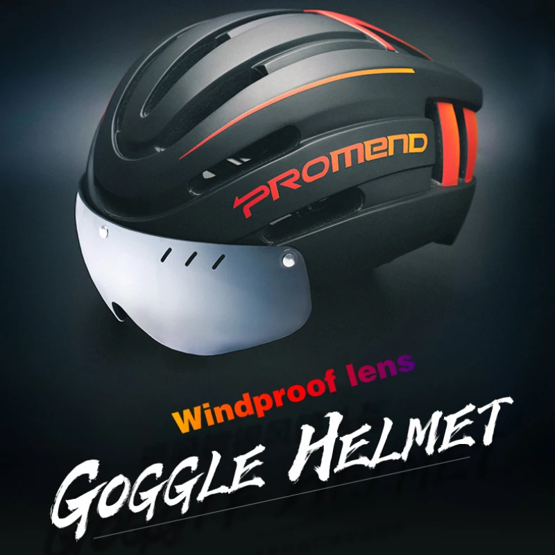 Велосипедный шлем с магнитными очками USB Перезаряжаемый задний сигнальный свет CE