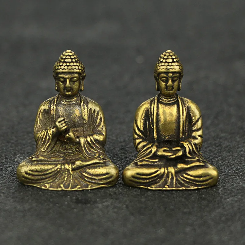 

Mini Brass Zen Buddha Statue Handmade Miniature Figurines Decorative Sculpture Home Decoration Living Room Fengshui Ornament