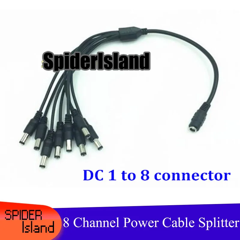 

20pcs High quality 1 to 8 DC Power Splitter Adapter Cable CCTV Camera Cable for Security System 42CM