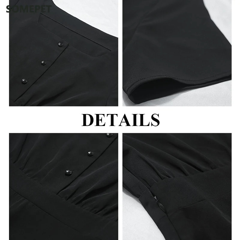 

Dress Women Soft Purple Popular Summer Minimalist Female Midi Retro High Waist Skinny Square Collar Chiffon Pleated Leisure