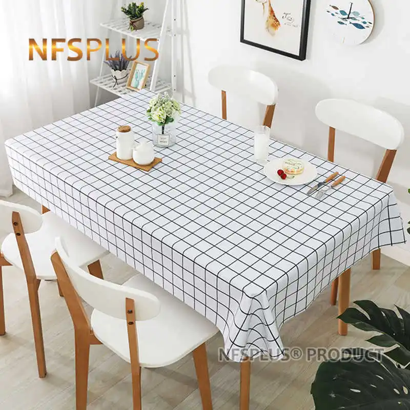 

Cotton Tablecloth For Table Black Grey White Plaid 8 Sizes Rectangle Table Cloth Picnic Blanket Dinning Wedding Decoration