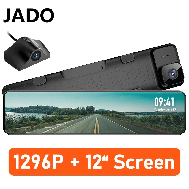JADO видеорегистратор 1296P Автомобильный камера 12 дюймов 360 Full Hd ночное видение