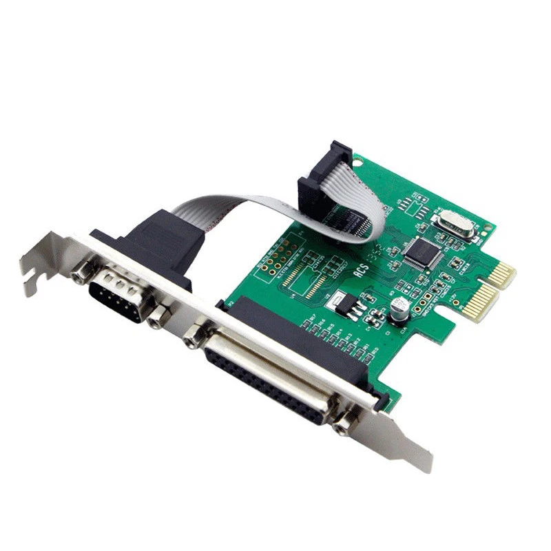 

RS232 RS-232 Serial Port COM & DB25 Printer Parallel Port LPT to PCI-E PCI Express Card Adapter Converter WCH382L Chip