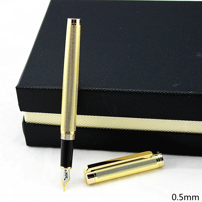 Ручка перьевая Jinhao металлическая золотистая с красивыми узорами в сетку
