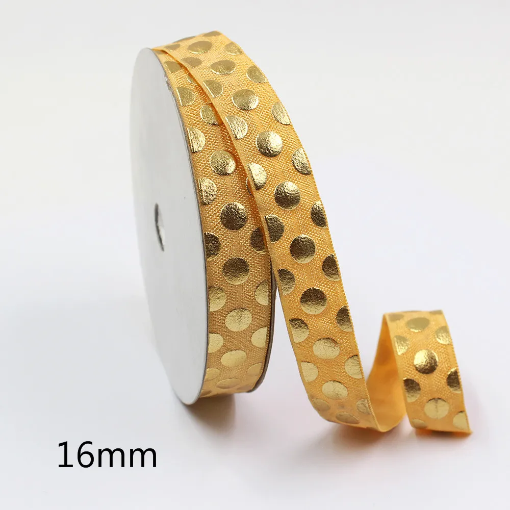5yds 5/8 &quotГорячие золотые точки складываются над эластичным растягивающимся слоем