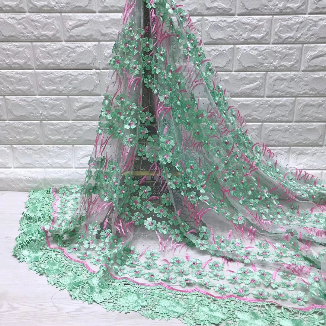 Красивая 3D Цветочная Сетка кружевная ткань 2019 высокое качество Африка Нигерия