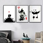 Художественные постер Бэнкси Граффити на холсте постеры и принты абстрактная Настенная картина маслом для гостиной домашний декор