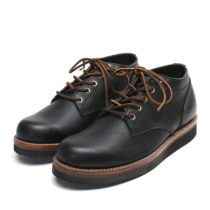 

Yomior 2021 Luxury Vintage Men Casual Shoes Cow Leather Handmade Goodyear Dress Ankle Boots Round Toe Wings Motorcycle Boots