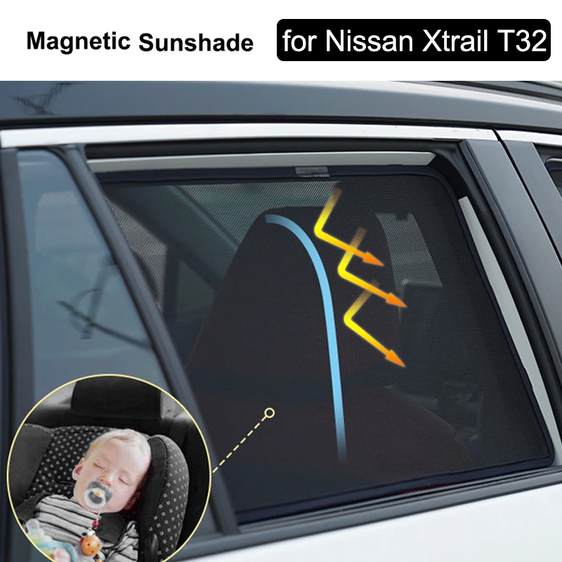 

2022 Magnetic Side Window Curtain Visor For Nissan Xtrail T32 2019 2018 Car Sun Shade Sunshade Mesh Cover For X Trail X-Trail