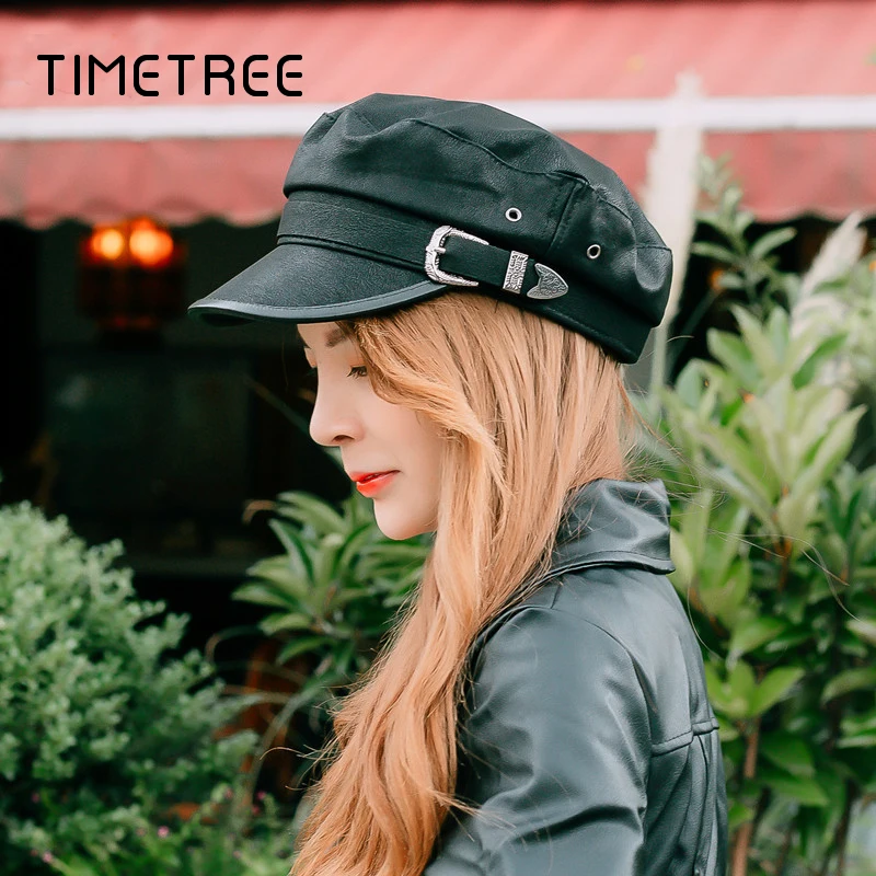 Женские шапки с металлическими пуговицами темно-синие повседневные Мягкие Шапки