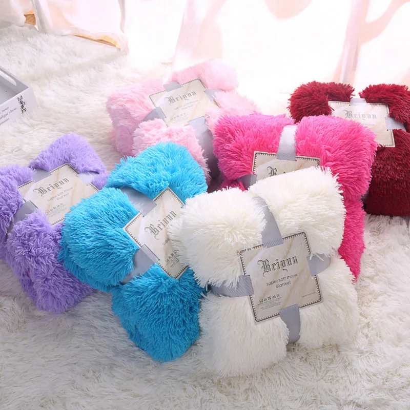 

Shaggy Throw Soft Plush Blanket on the Beds Cover Blanket Fluffy Faux Fur Pink Blankets for Beds Couch Sofa manta Dropship