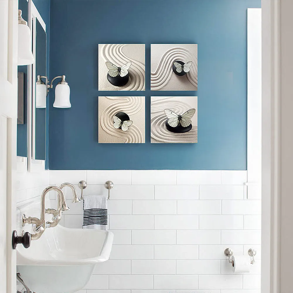 

Настенная Картина на холсте с бабочками, Декоративные плакаты и картины дзен, черные и белые принты для ванной, спальни, домашний декор