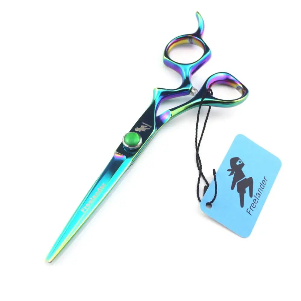 Ножницы Парикмахерские 6 дюймов зеленые с изогнутой ручкой | для волос