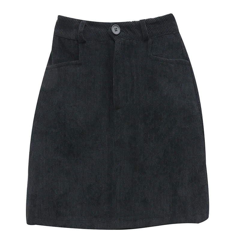 2019 корейская женская зимняя Вельветовая короткая юбка с высокой талией