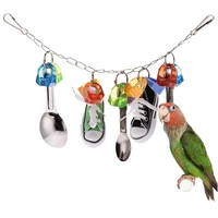 best selling bird parrot chewing toy sneakers metal spoon string standing supplies shoes and spoon toys bird accessories