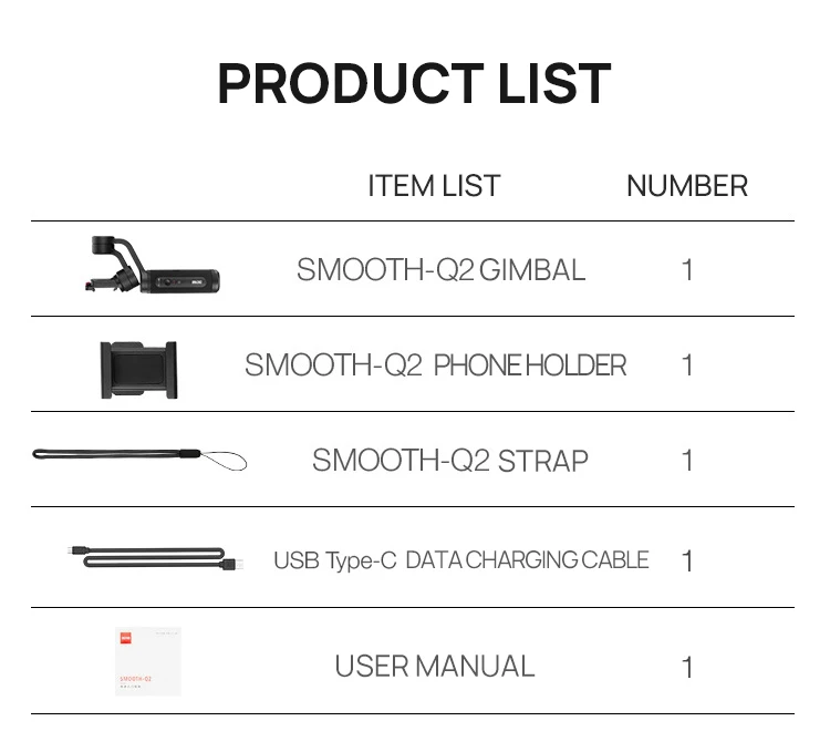 Zhiyun Smooth Q2 3-осевой ручной смартфон Gimbal стабилизатор pk DJI Osmo Mobile 3 2