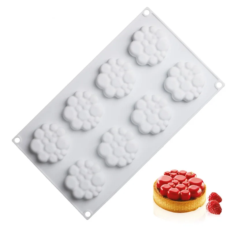 8 круглое отверстие пузырь Форма для муссов и десертов силиконового герметика