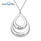 Персонализированные 2 гравировка имя ожерелье s  Кулоны индивидуальные капли воды слоистых ожерелье юбилей подарок (JewelOra NE103633)