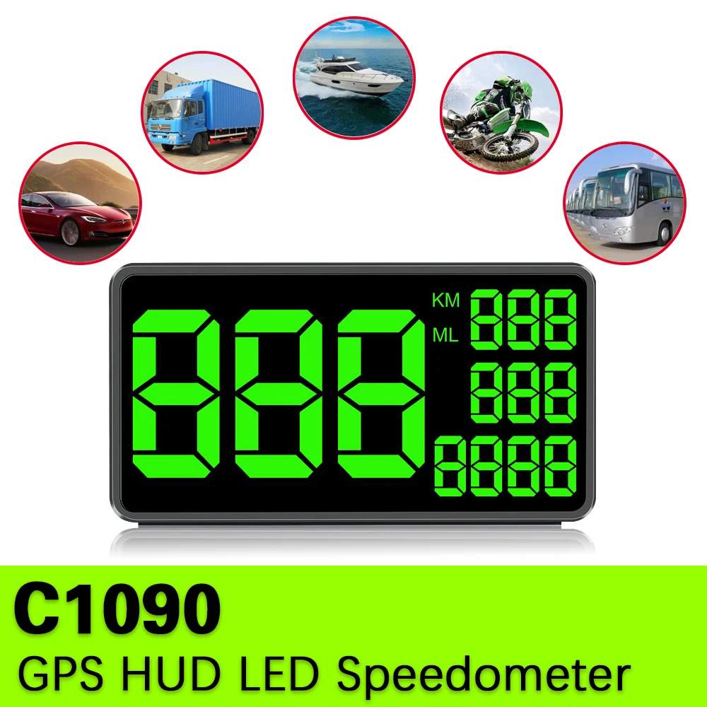 Автомобильный GPS HUD Спидометр C1090 зеленый экран дисплей совместимый со всеми