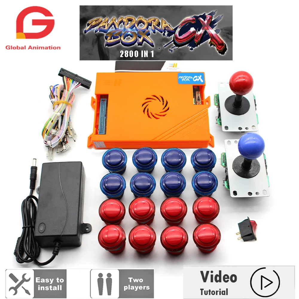 

Original Pandora Box CX 2800 Games Set DIY Arcade Kit Push Buttons Joysticks Arcade Machine Bundle Home Cabinet with manual