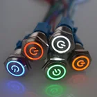 12 мм металлический кнопочный переключатель, водонепроницаемая Плоская Круглая кнопка, светильник, кнопка самоблокировки 5 в 12 В 24 В 220 В