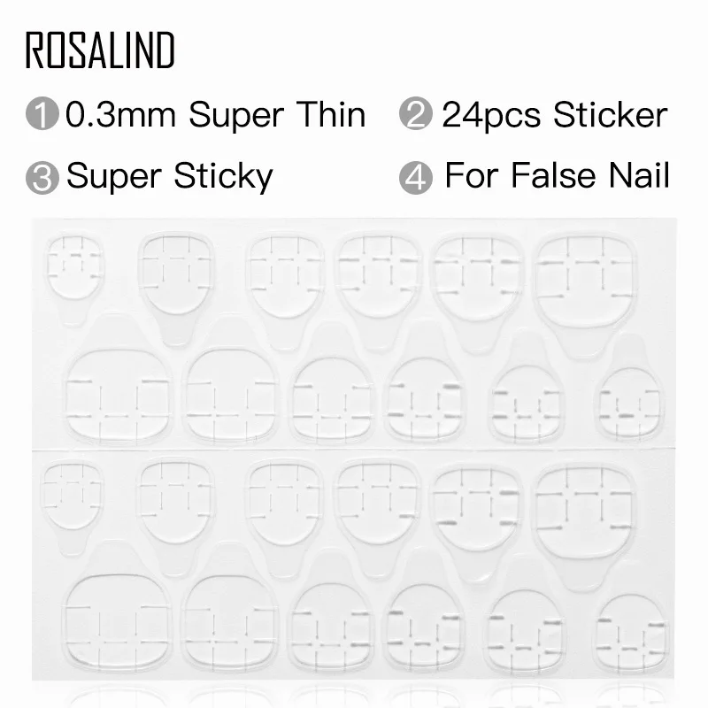 ROSALIND 5 штук ложный Маникюр наклейки для ногтей дизайн липкий прозрачный клей