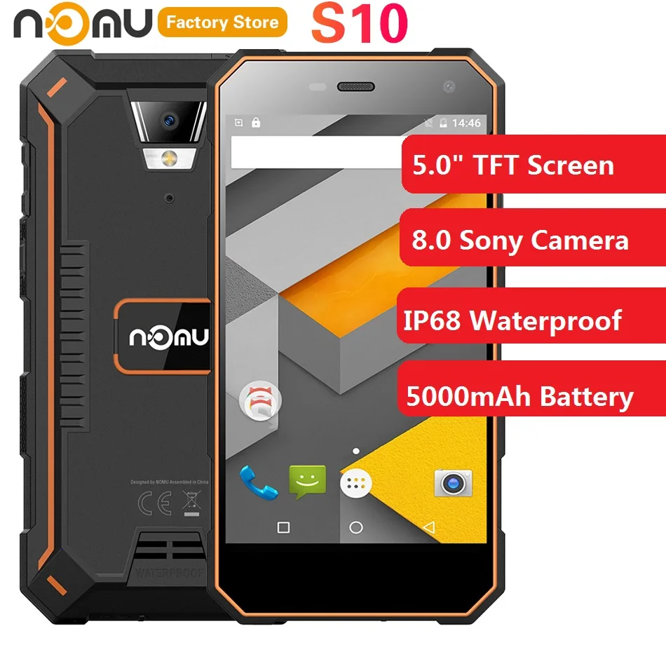 Оригинальный IP68 Водонепроницаемый NOMU S10 4G смартфон 5 0 дюймов Android 7 MTK6737VWT