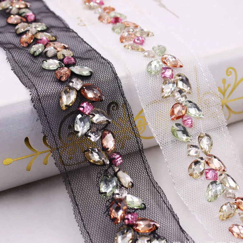 4 см алмазные бисерные кружева ручной работы для отделки краев свадебное платье