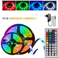 5m 10m rgb led strip light 5050 smd 2835 dc12v 15m 20m non waterproof led tape flexible lighting ribbon with power adapter