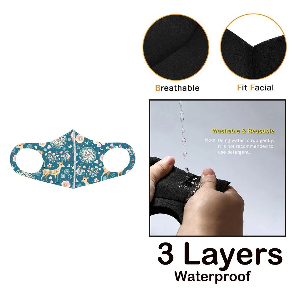 

NEW 1PC Children Kid Cute Mouth Mask Christmas Washable Reusable Mask 3d Design Earloops Breathable Mouth Face Mask Mascarillas