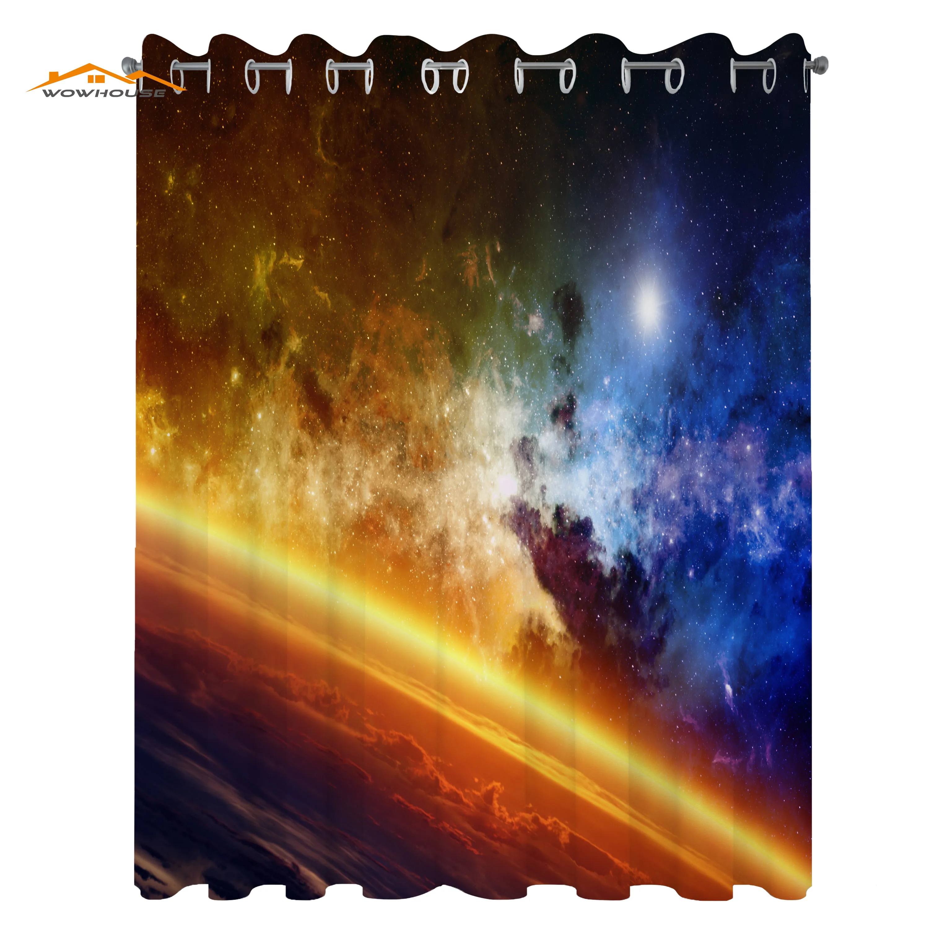 Outer Space Curtains Colorful Planet Nebula and Stars in Atmosphere Mystical Universe Living Room Bedroom Window Drapes | Дом и сад