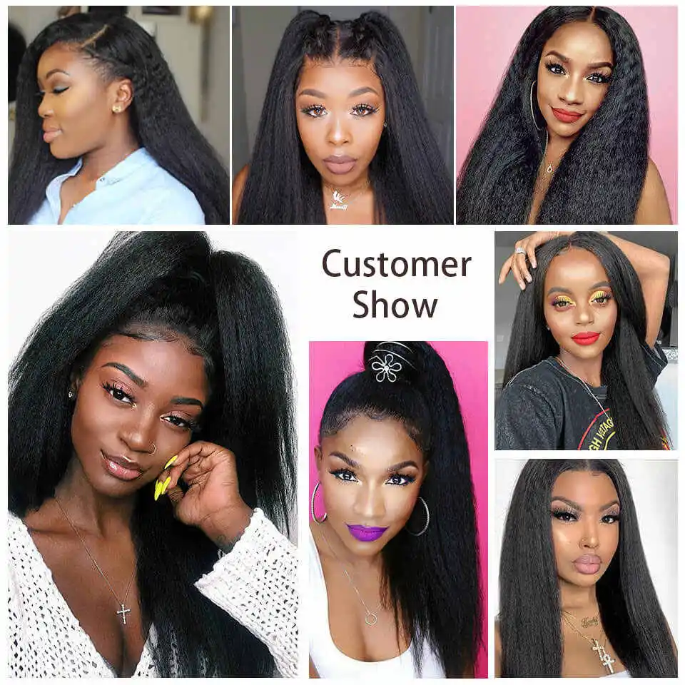 

Kinky Straight Lace Front Wig For Women 13x6 Lace Front Human Hair Wig 180% Brazilian Remy Hair Wig Pre Plucked With Baby Hair