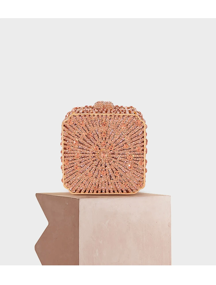 

rosegold color Clutch purse Women Crystal Evening Bag Wedding Party Minaudiere Handbags Cute Purses Diamond Bridal Handbag black