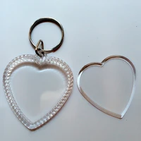 teh 10pcs photo keychain heart transparent blank acrylic insert photo picture frame keyring key holder diy split ring gift