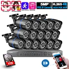 Комплект NVR NINIVISION для системы видеонаблюдения, уличная водонепроницаемая IP-камера, 8 Мп, 4K, 16 каналов, 5 МП, H.265, система аудио, POE, 5 Мп